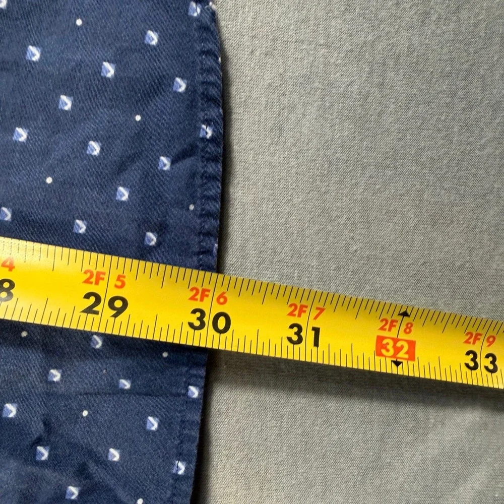Polo Ralph Lauren Mens Navy Blue Geometric Print Cotton Button Down Shirt L